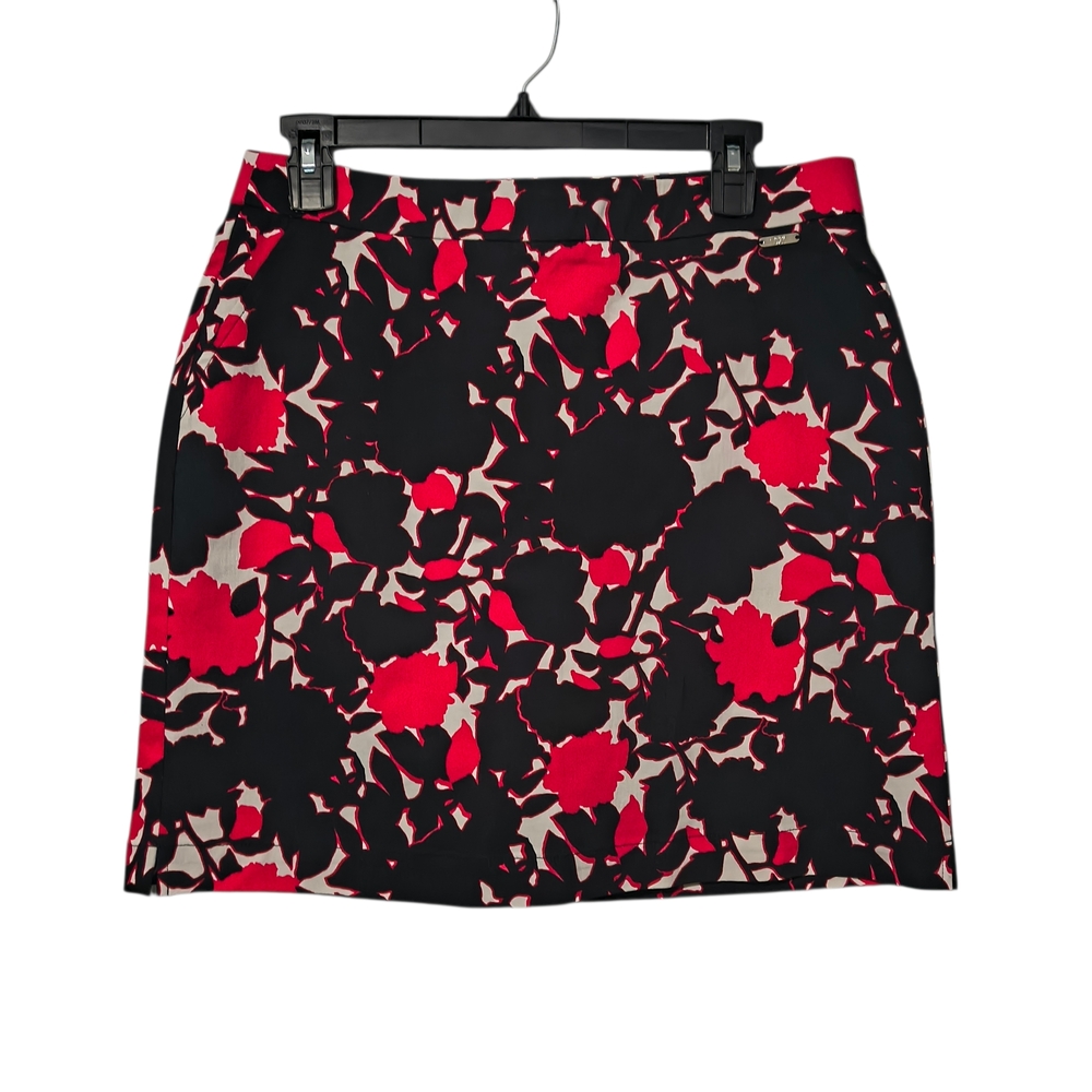 Rafaella Medium Super Stretchy Floral Black Pink Women's Skort Preppy Tennis New